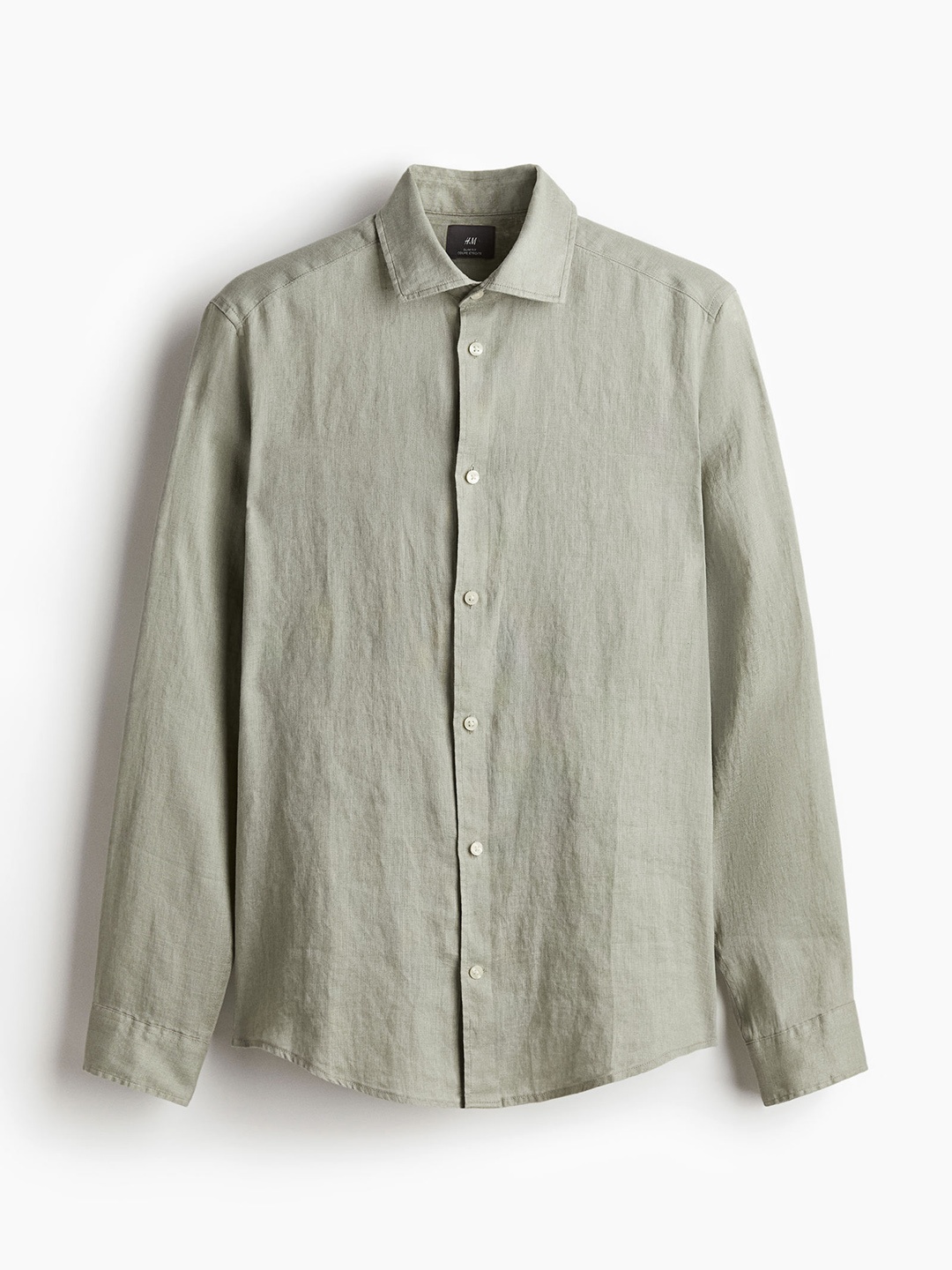 

H&M Men Slim Fit Linen Shirt, Green