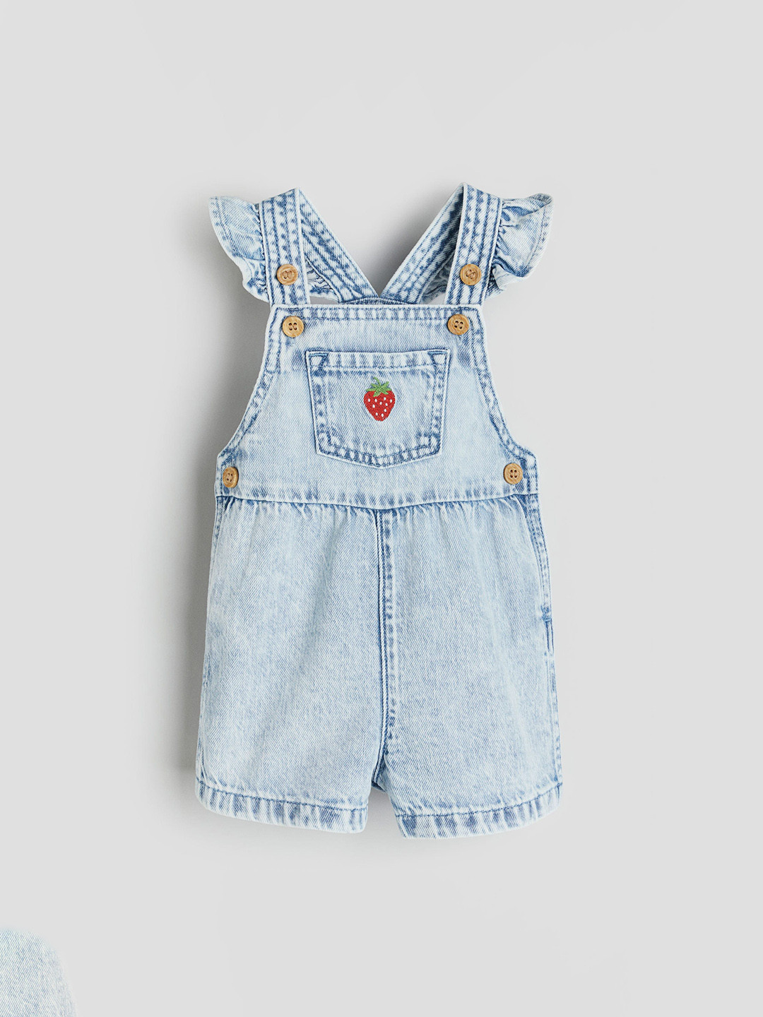 

H&M Girls Pure Cotton Denim Dungaree Shorts, Blue