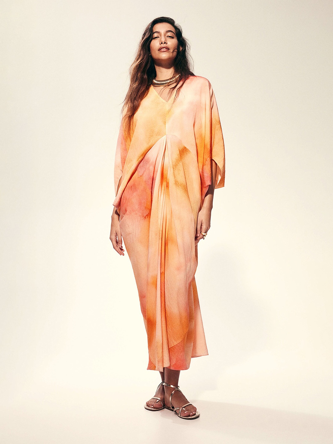 

H&M Patterned Kaftan Dress, Pink