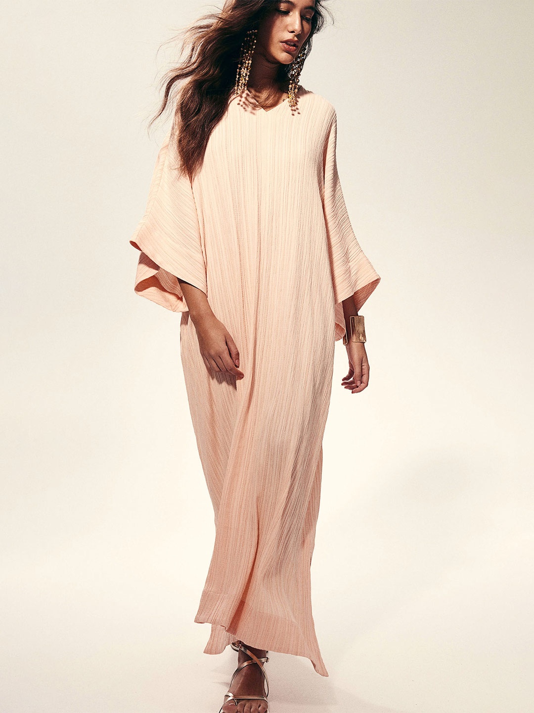 

H&M Textured Kaftan Dress, Orange