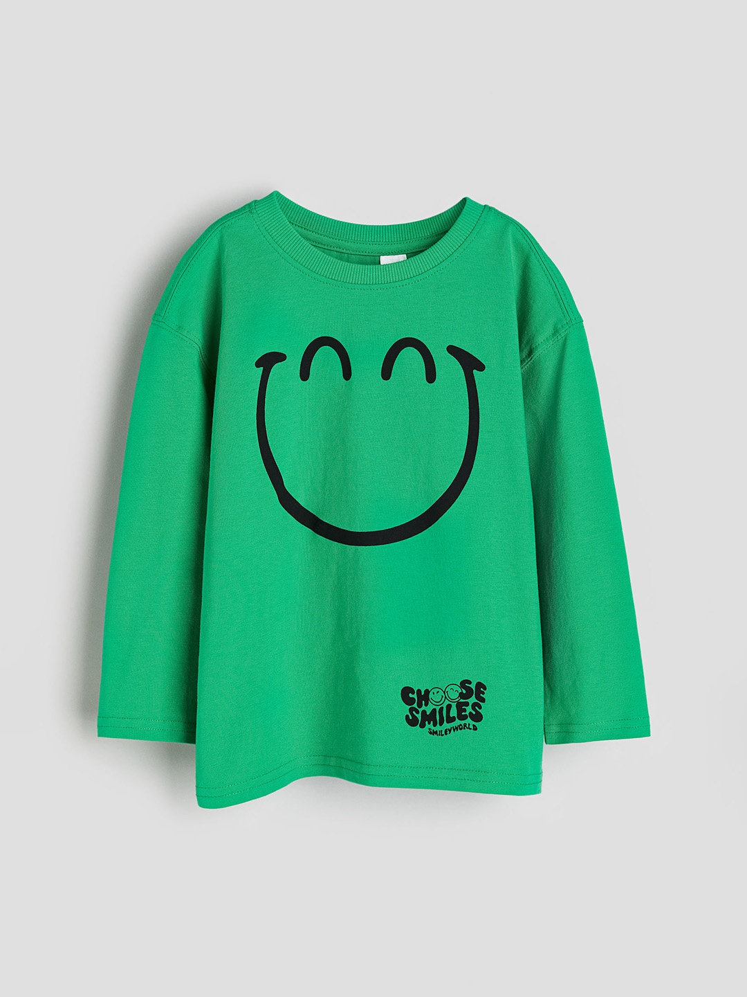 

H&M Boys Printed Pure Cotton Long-Sleeved T-shirt, Green