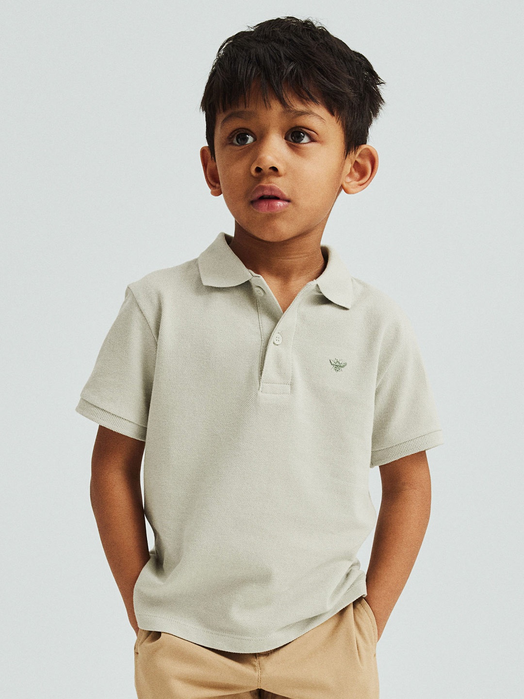 

H&M Boys Pure Cotton Pique Polo Shirt, Green