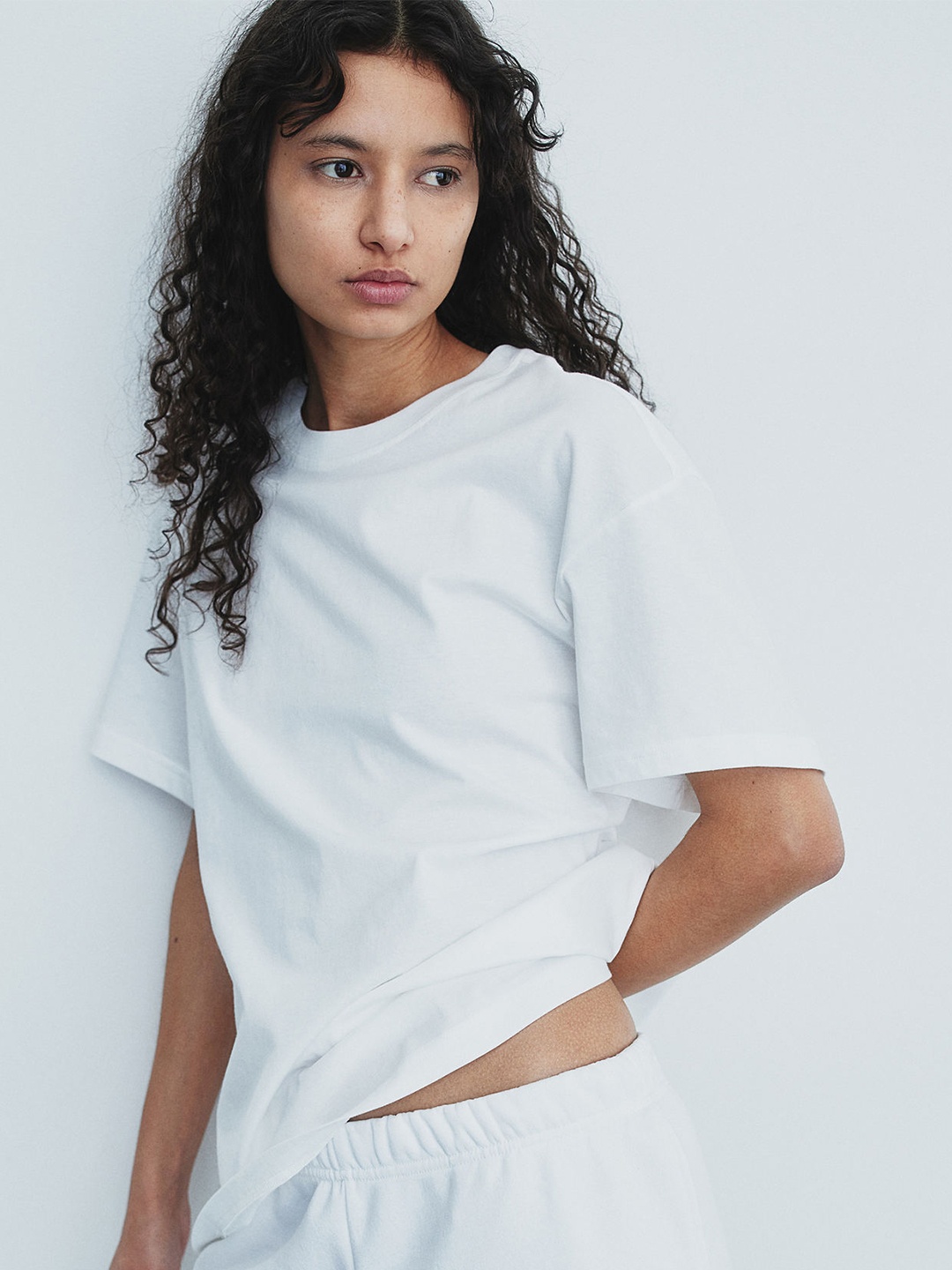 

H&M Pure Cotton Oversized T-shirt, White