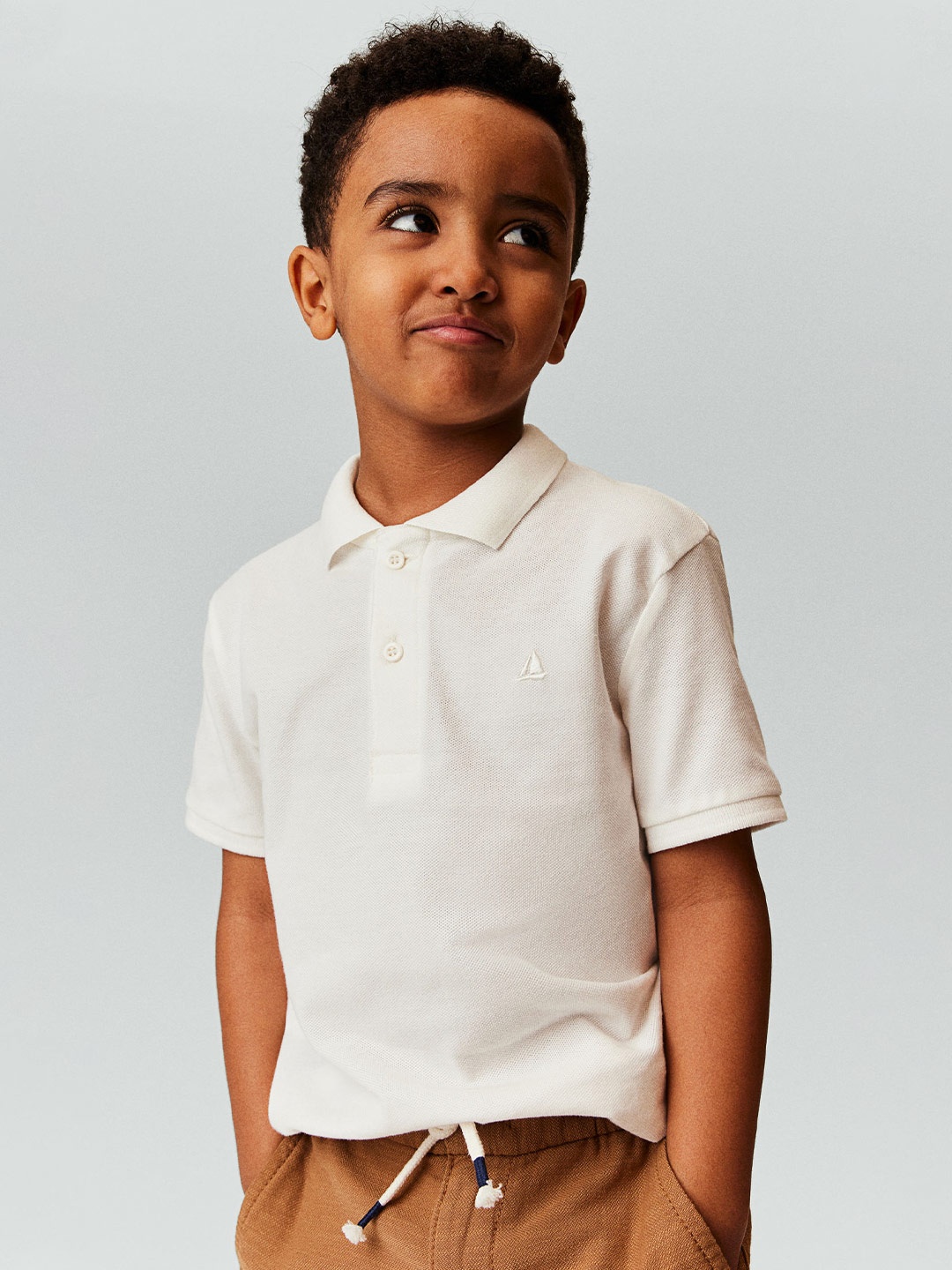 

H&M Boys Pure Cotton Pique Polo Shirt, White
