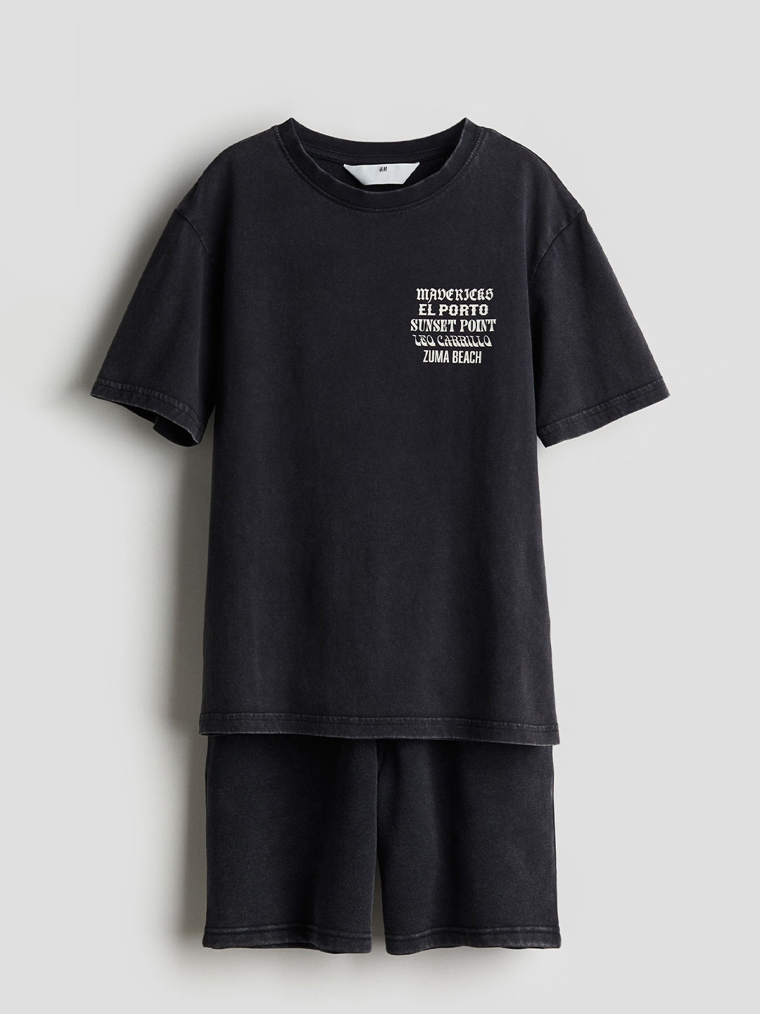 

H&M Boys Pure Cotton 2-Piece Washed-Look Set, Black