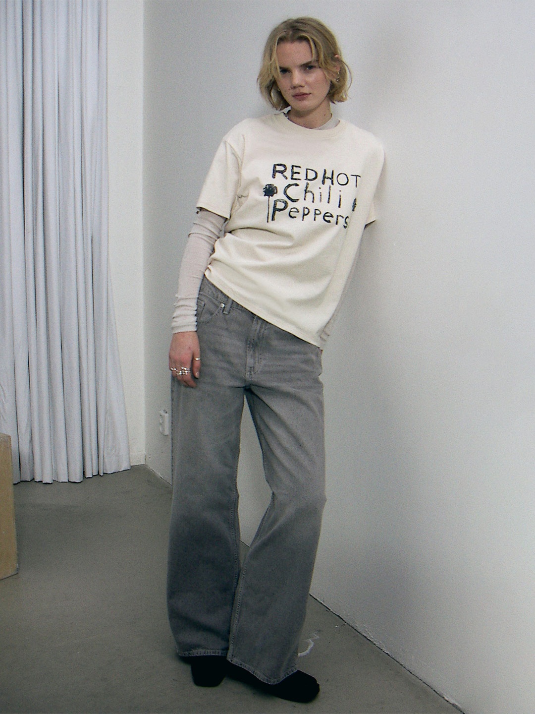 

H&M Pure Cotton Oversized Printed T-shirt, Beige