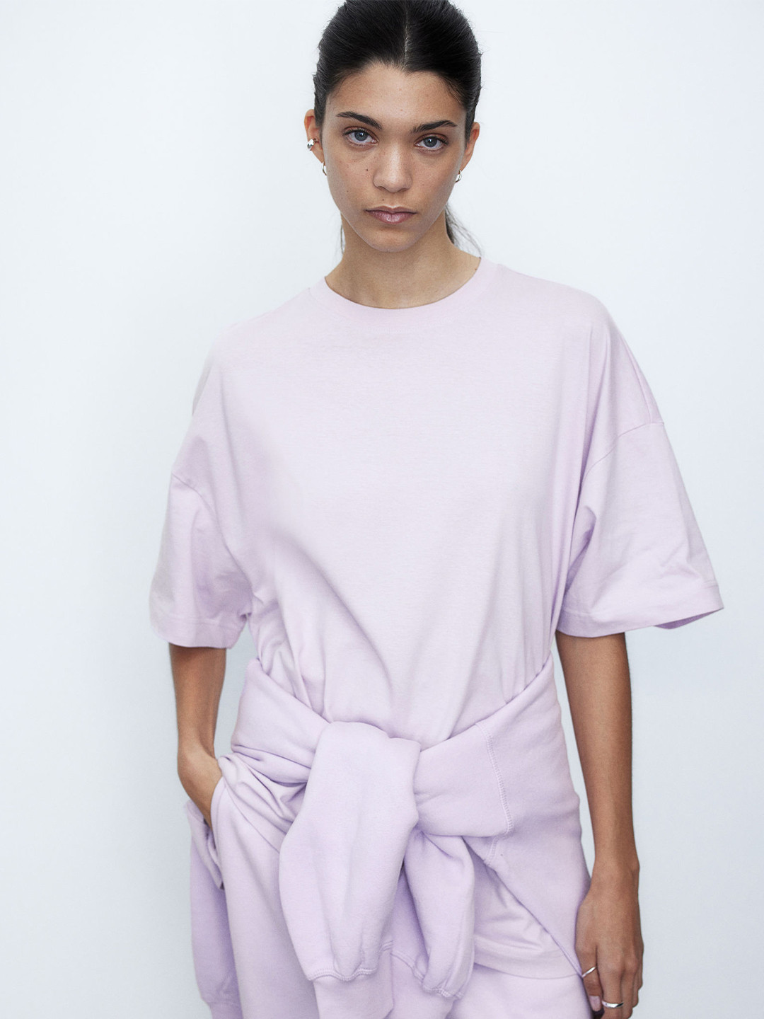 

H&M Pure Cotton Oversized T-shirt, Purple