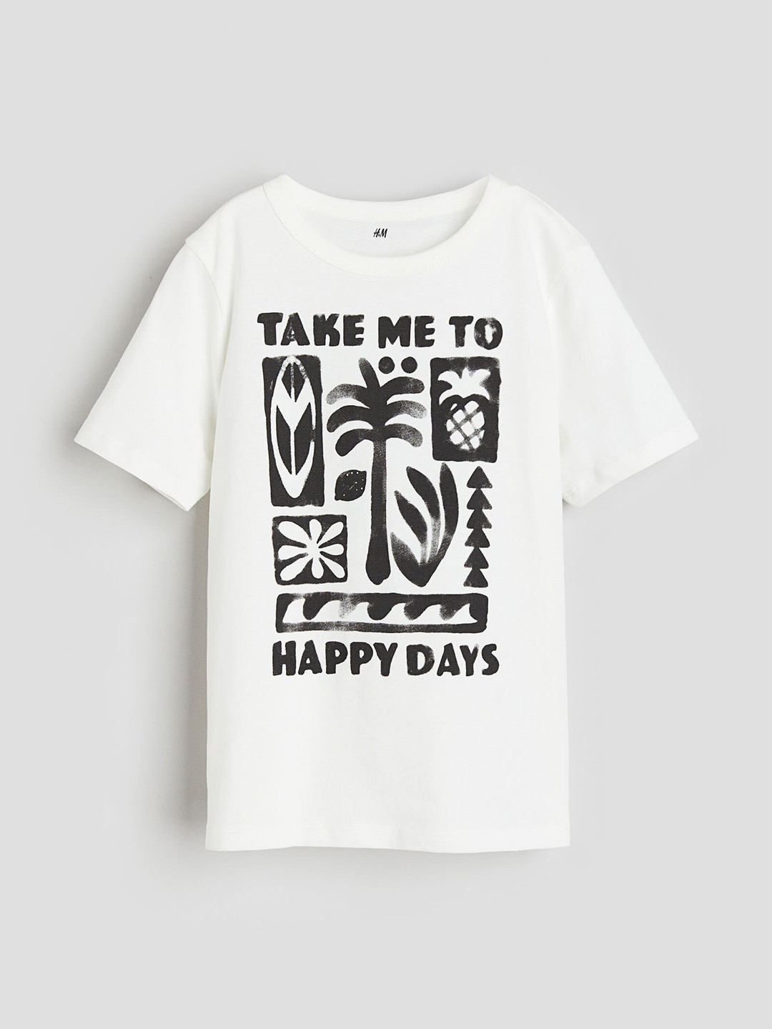 

H&M Boys Printed Cotton T-shirt, White