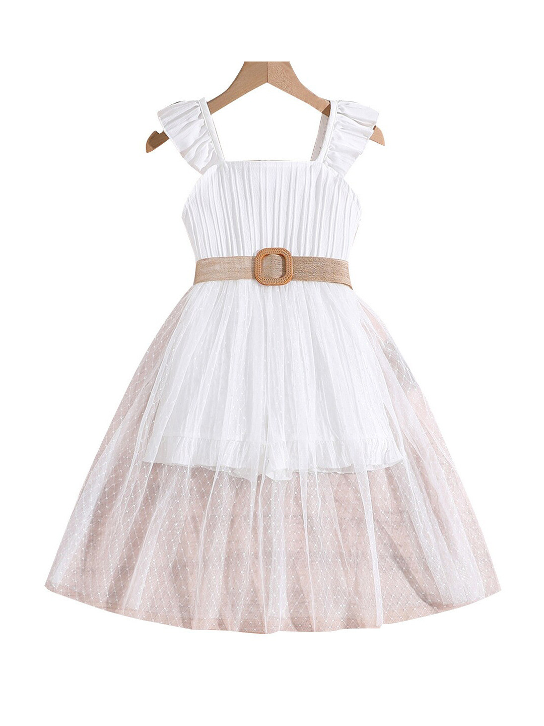 

StyleCast x Revolte White Striped Square Neck Maxi Dress With Belt