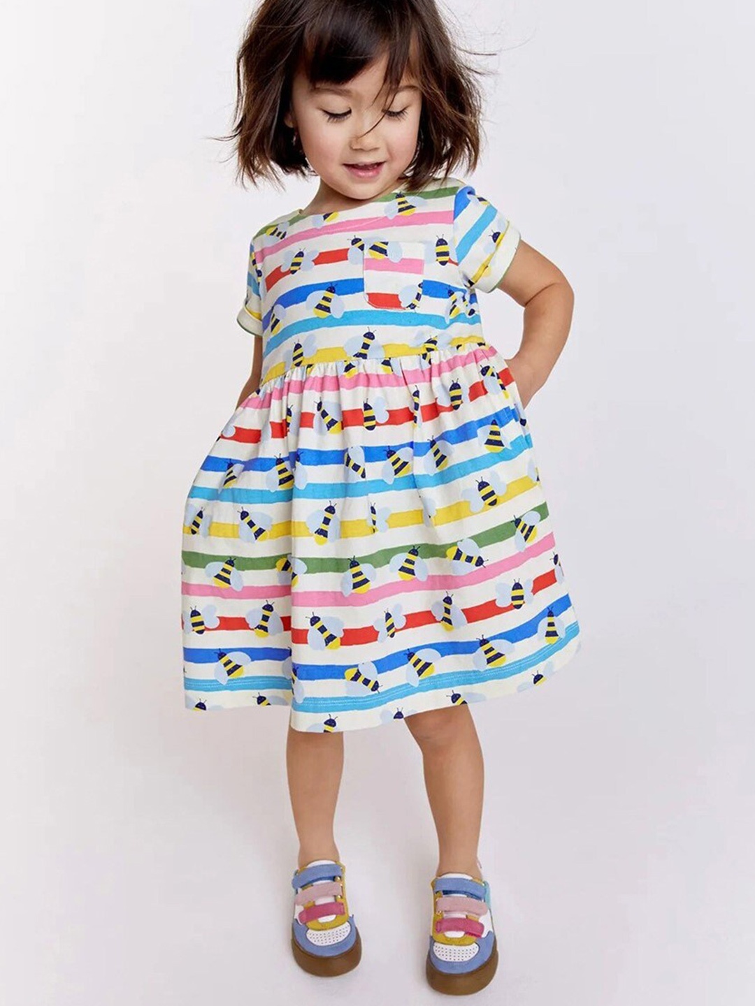 

StyleCast x Revolte Girls White & Red Conversational Print Cotton Fit & Flare Dress