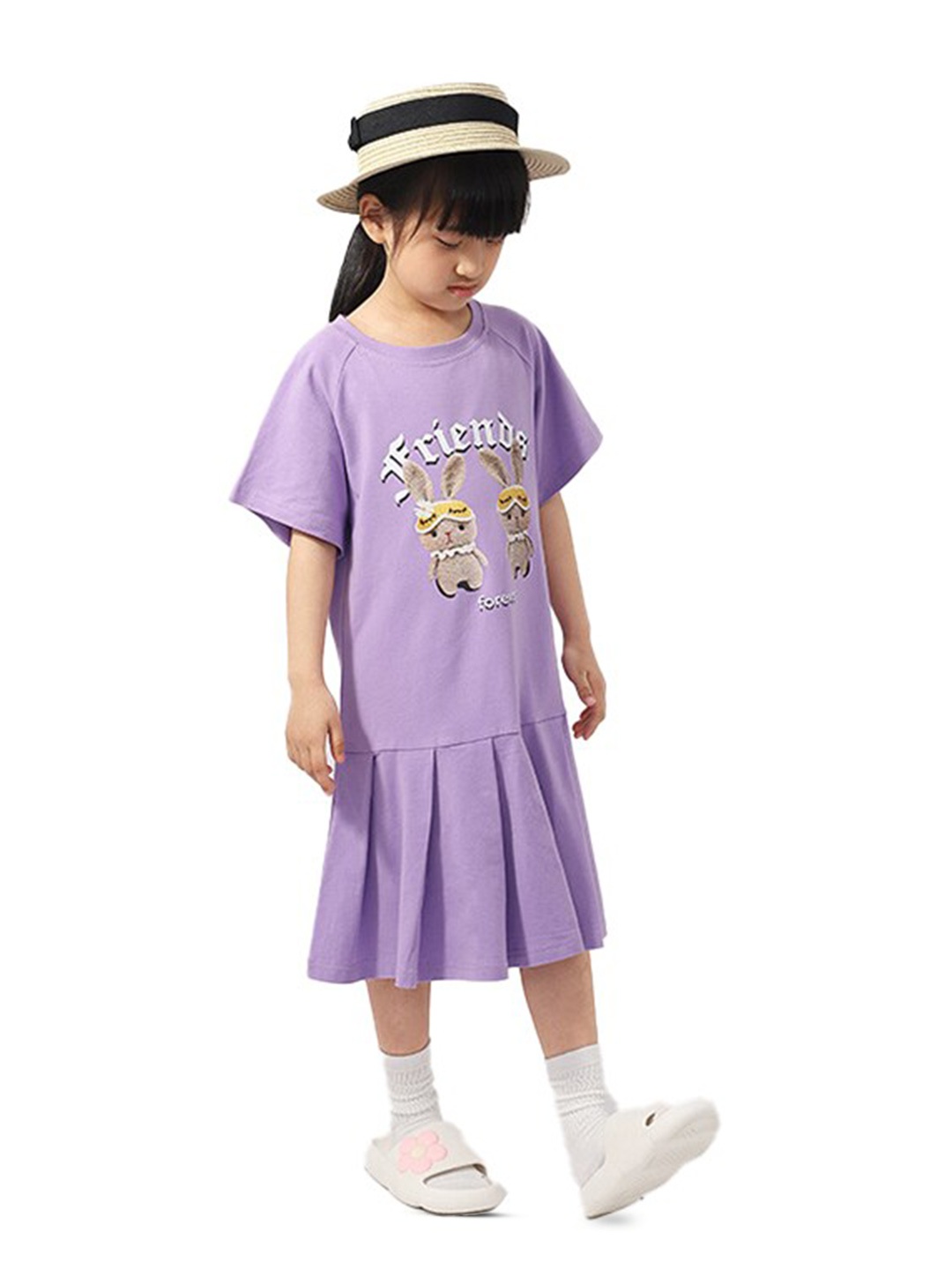 

StyleCast x Revolte Girls Purple Graphic Printed Drop-Waist Midi Dress