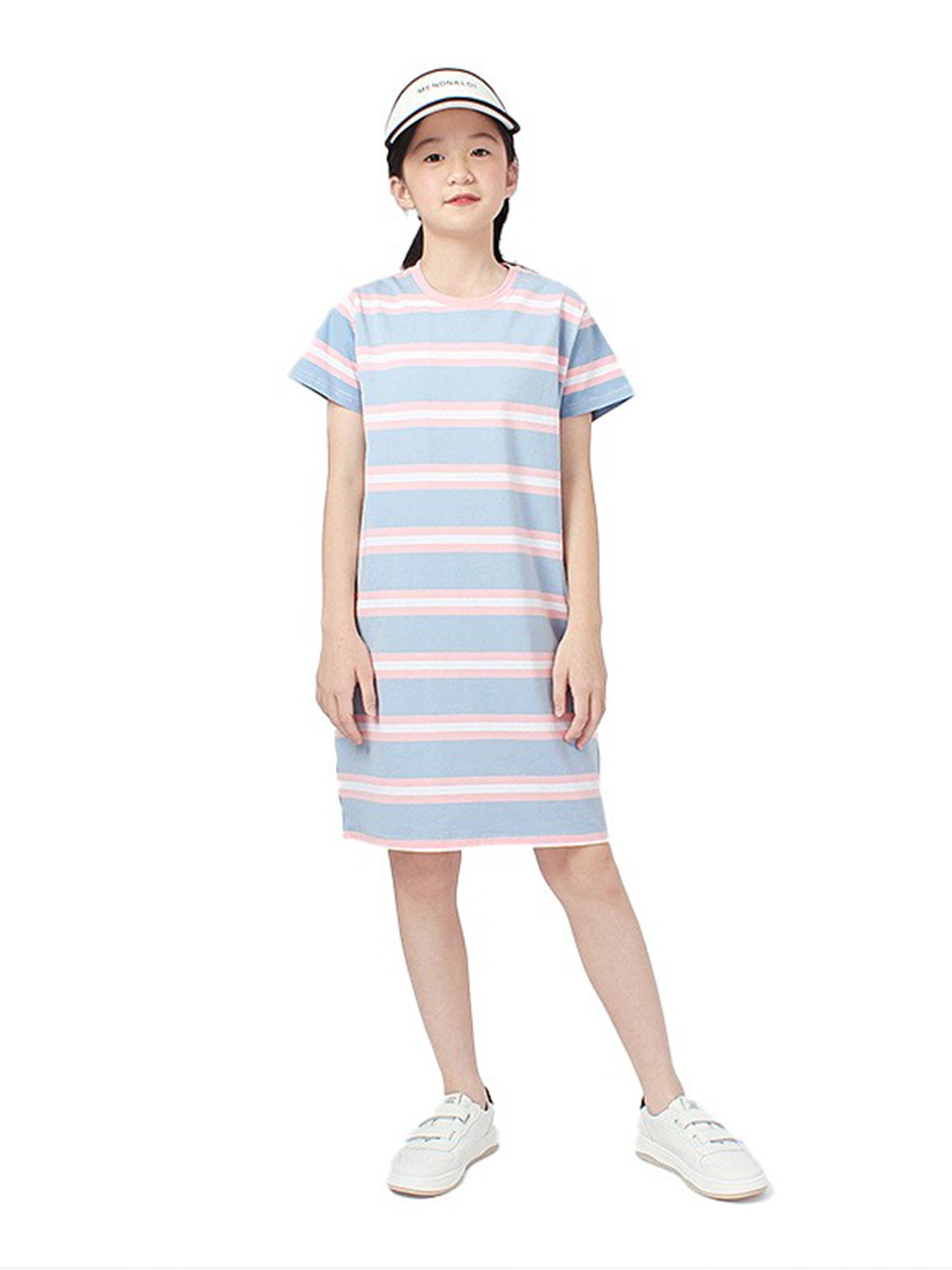 

StyleCast x Revolte Striped Cotton Round Neck T-shirt Straight Dress, Blue