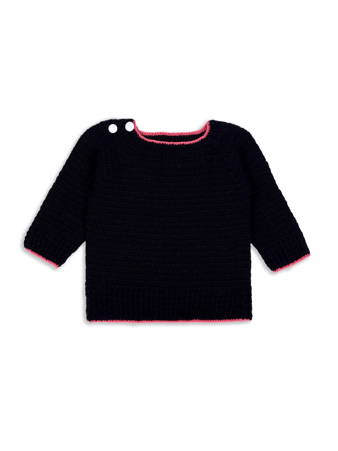 

WINDROP SOLUTIONS Kids Self Design Long Sleeves Acrylic Pullover Sweater, Black