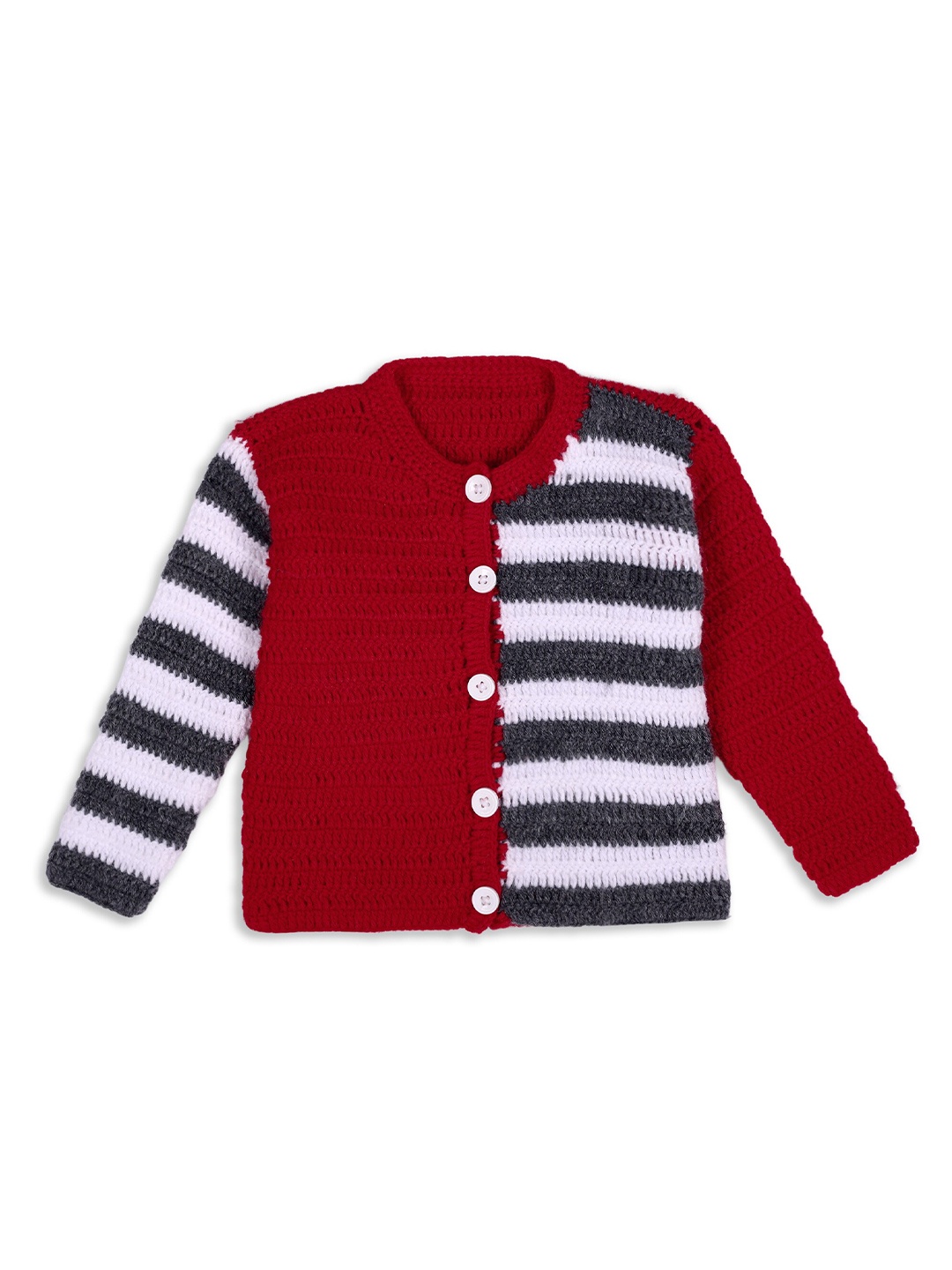 

WINDROP SOLUTIONS Kids Striped Long Sleeves Cardigan Acrylic Sweater, Red