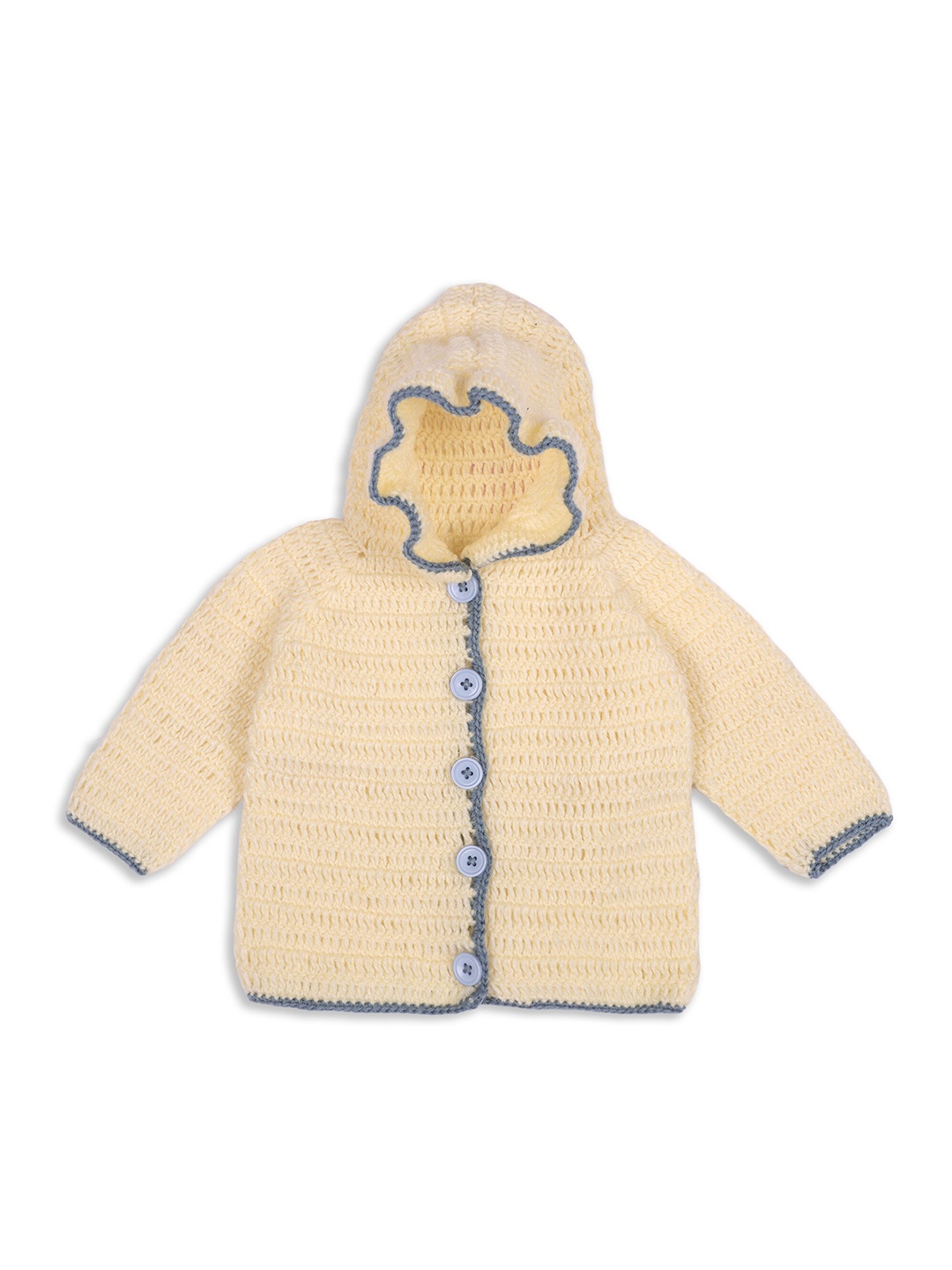 

WINDROP SOLUTIONS Kids Self Design Hooded Neck Acrylic Cable Knit Cardigan Sweater, Cream