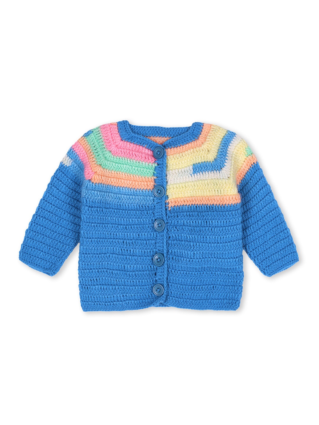 

WINDROP SOLUTIONS Kids Self Design Acrylic Cable Knit Cardigan Sweater, Turquoise blue