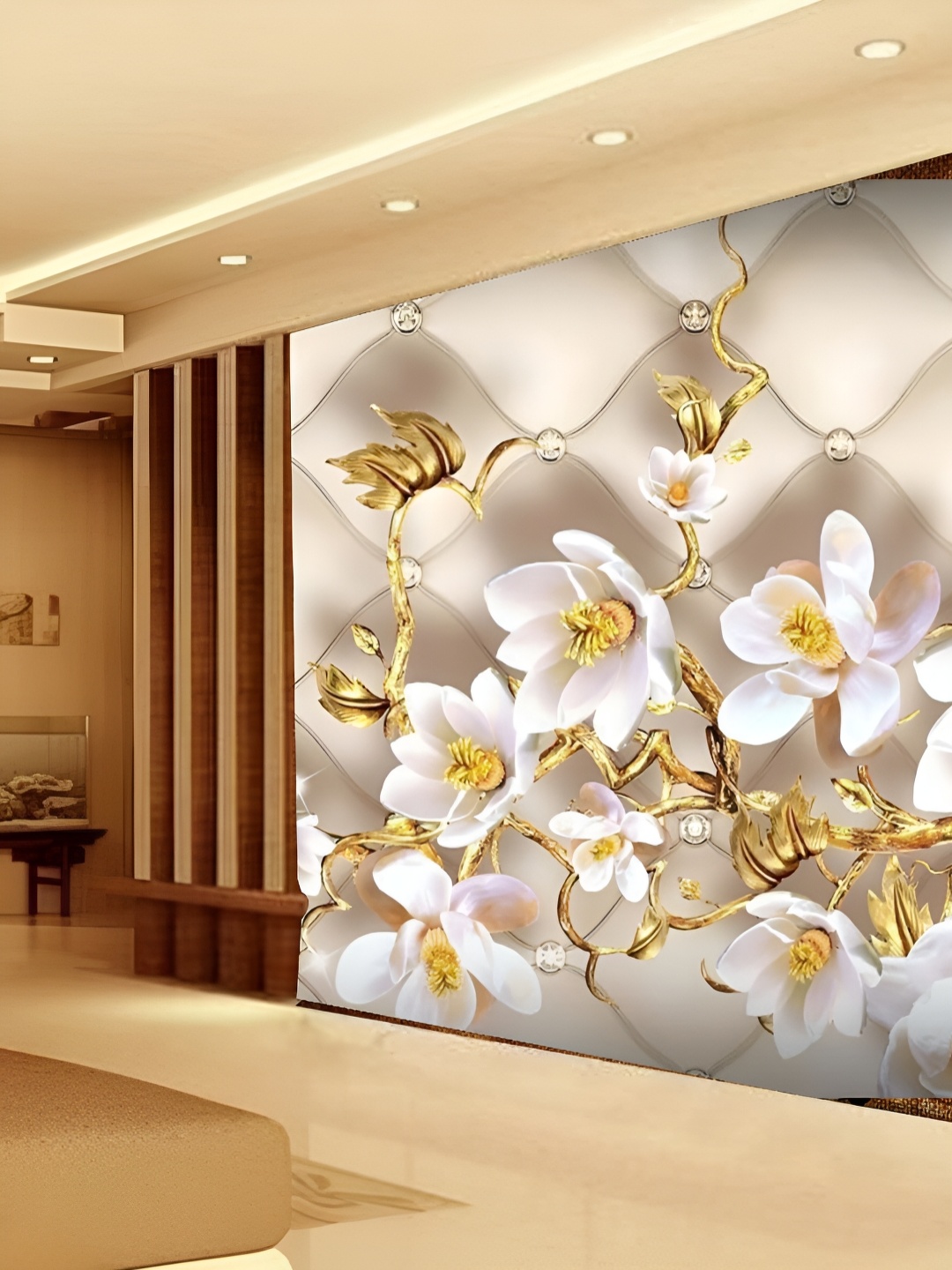 

KSHIRSA White & Beige Printed Self-Adhesive Laminated Removable Wallpaper