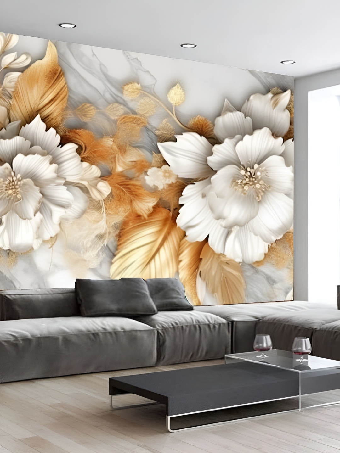 

KSHIRSA White & Brown Printed Self-Adhesive Laminated Removable Wallpaper