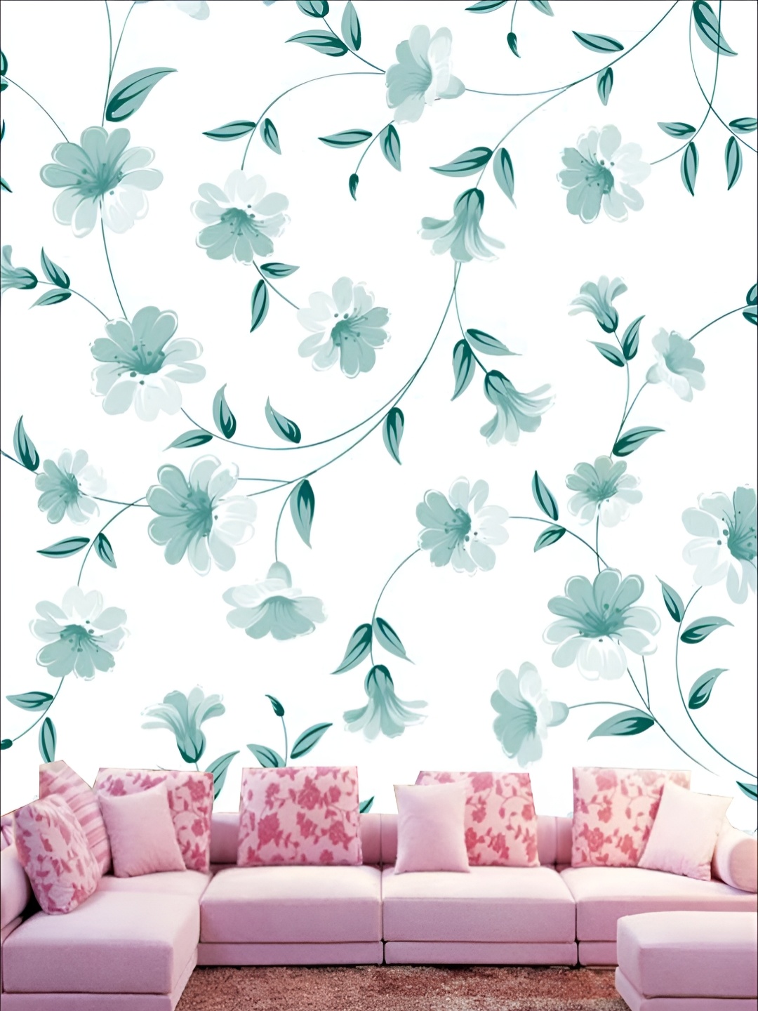 

KSHIRSA White & Green Printed Self-Adhesive Laminated Wallpaper