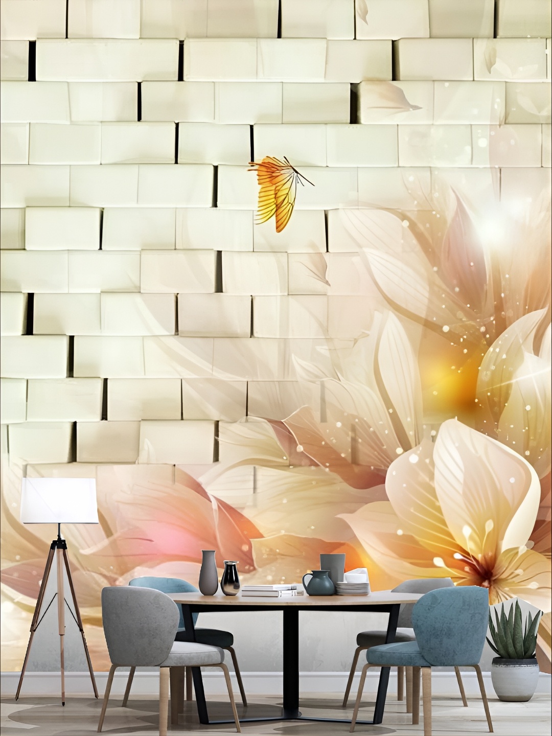 

KSHIRSA Beige & Pink Printed Self Adhesive Removable Wallpaper