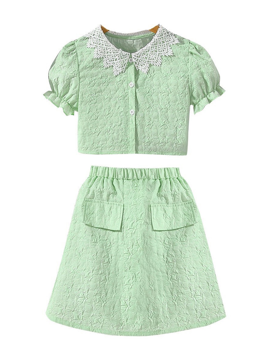

StyleCast x Revolte Girls Self Design Top With Skirt, Green