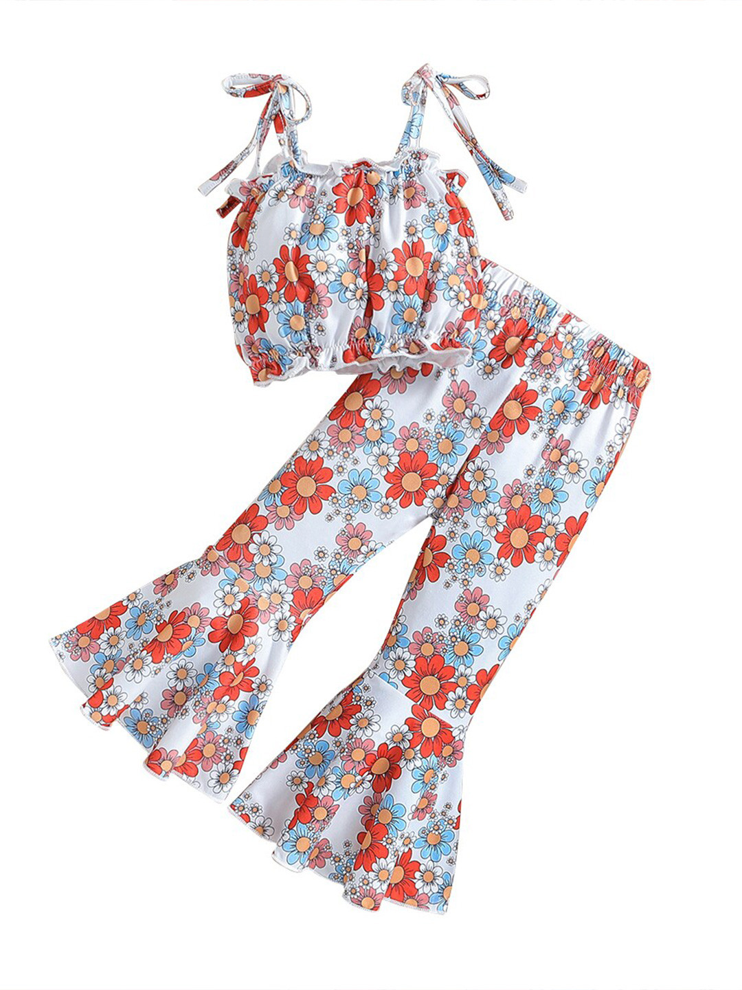

StyleCast x Revolte Girls Floral Printed Shoulder Straps Top With Palazzo, Blue
