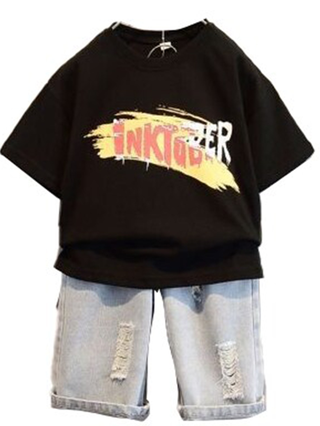 

StyleCast x Revolte Boys Printed Round Neck T-shirt With Short, Black