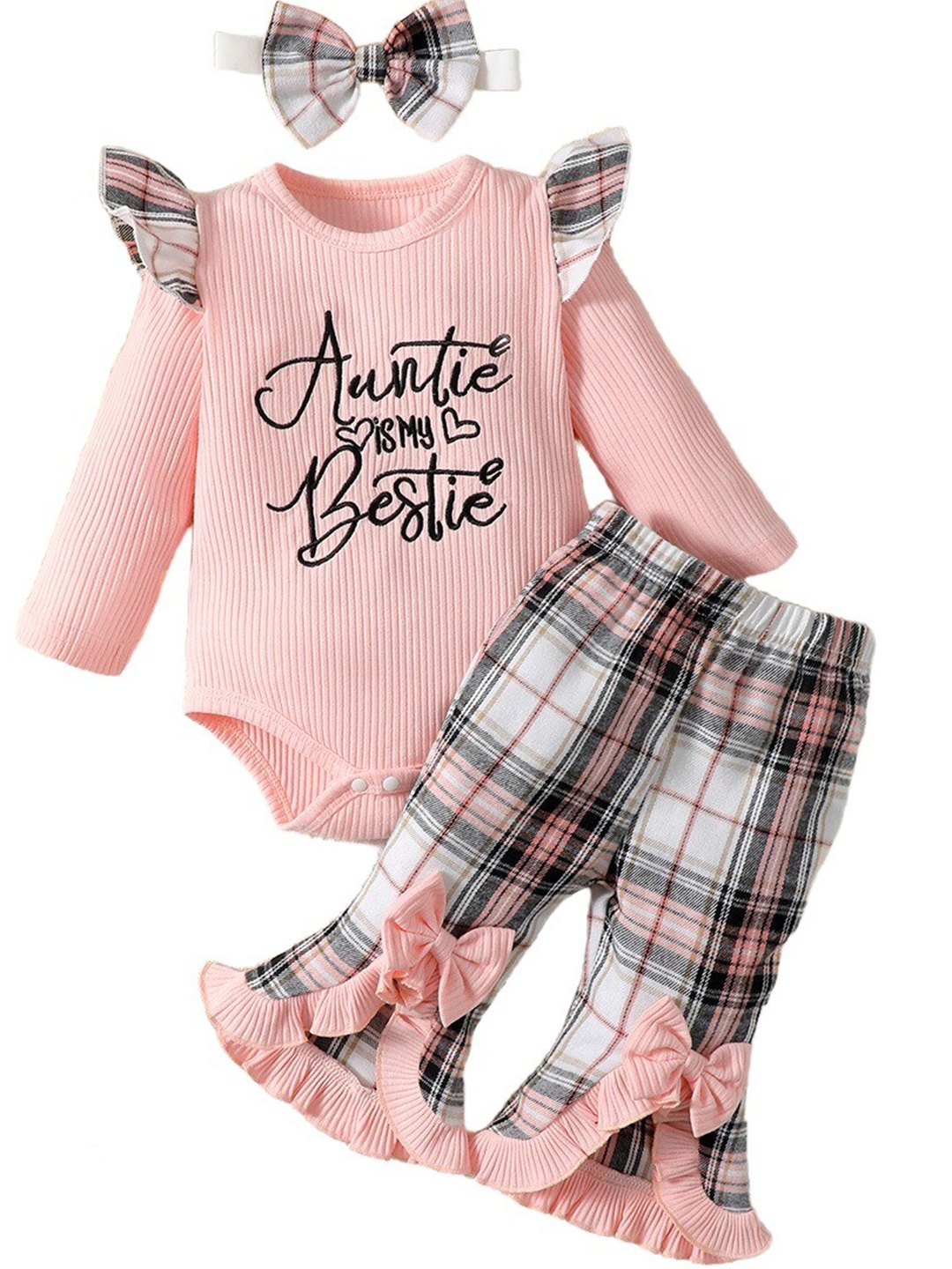 

StyleCast x Revolte Girls Round Neck Pure Cotton Leotard Top With Palazzo, Pink
