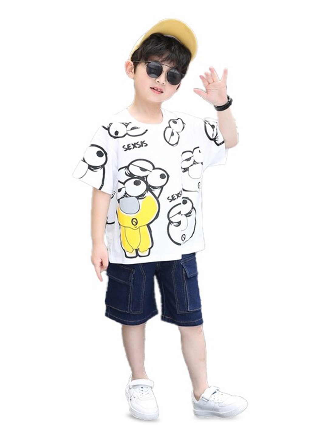

StyleCast x Revolte Boys Printed Round Neck T-shirt With Short, White