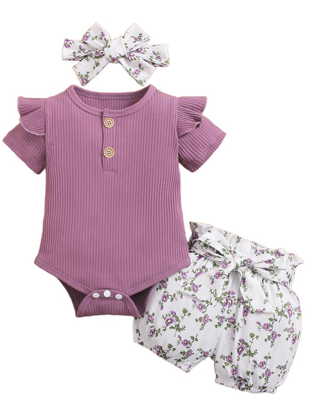 

StyleCast x Revolte Girls Pure Cotton Top and Shorts, Purple