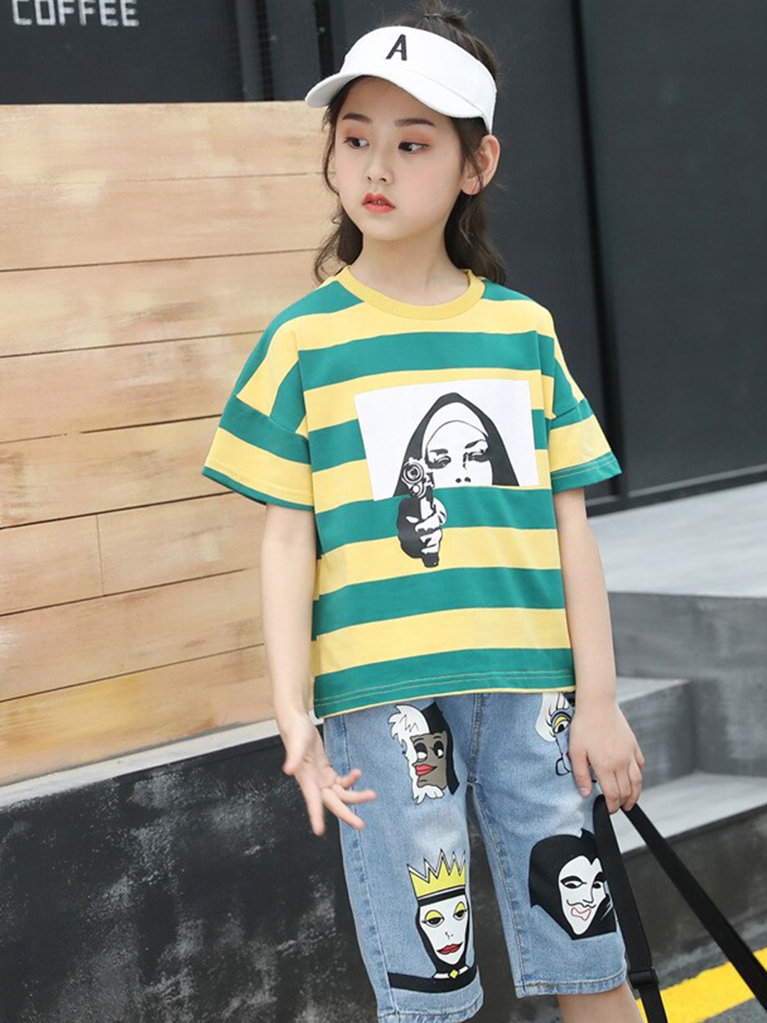 

StyleCast x Revolte Girls Striped Top With Short, Green