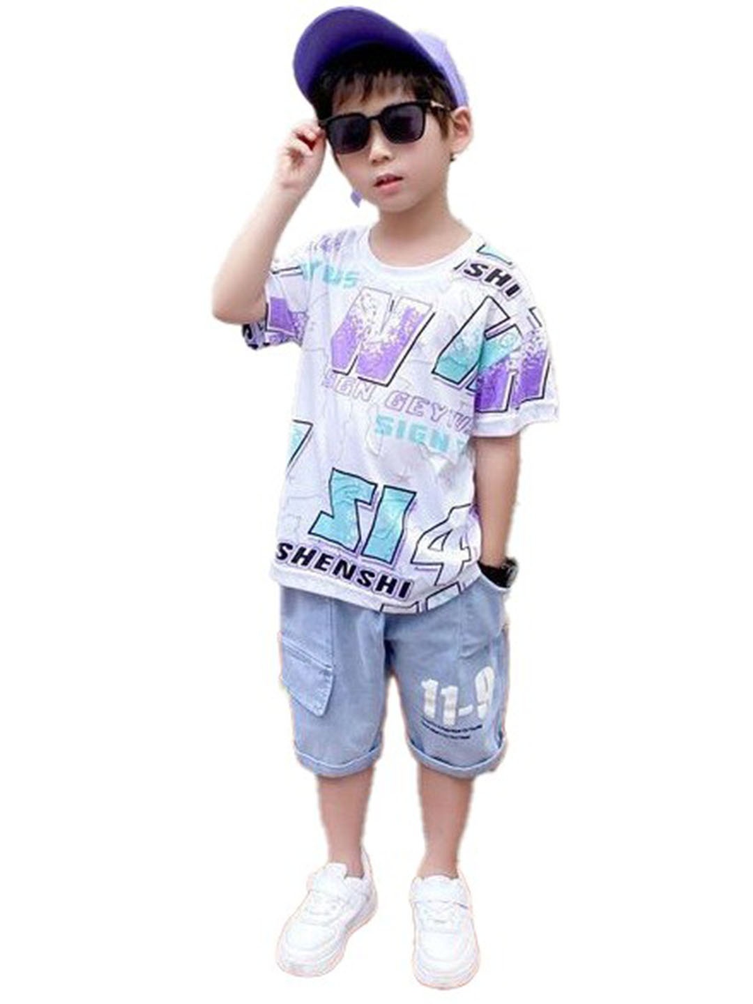 

StyleCast x Revolte Boys Typography Printed T-Shirt with Shorts, White