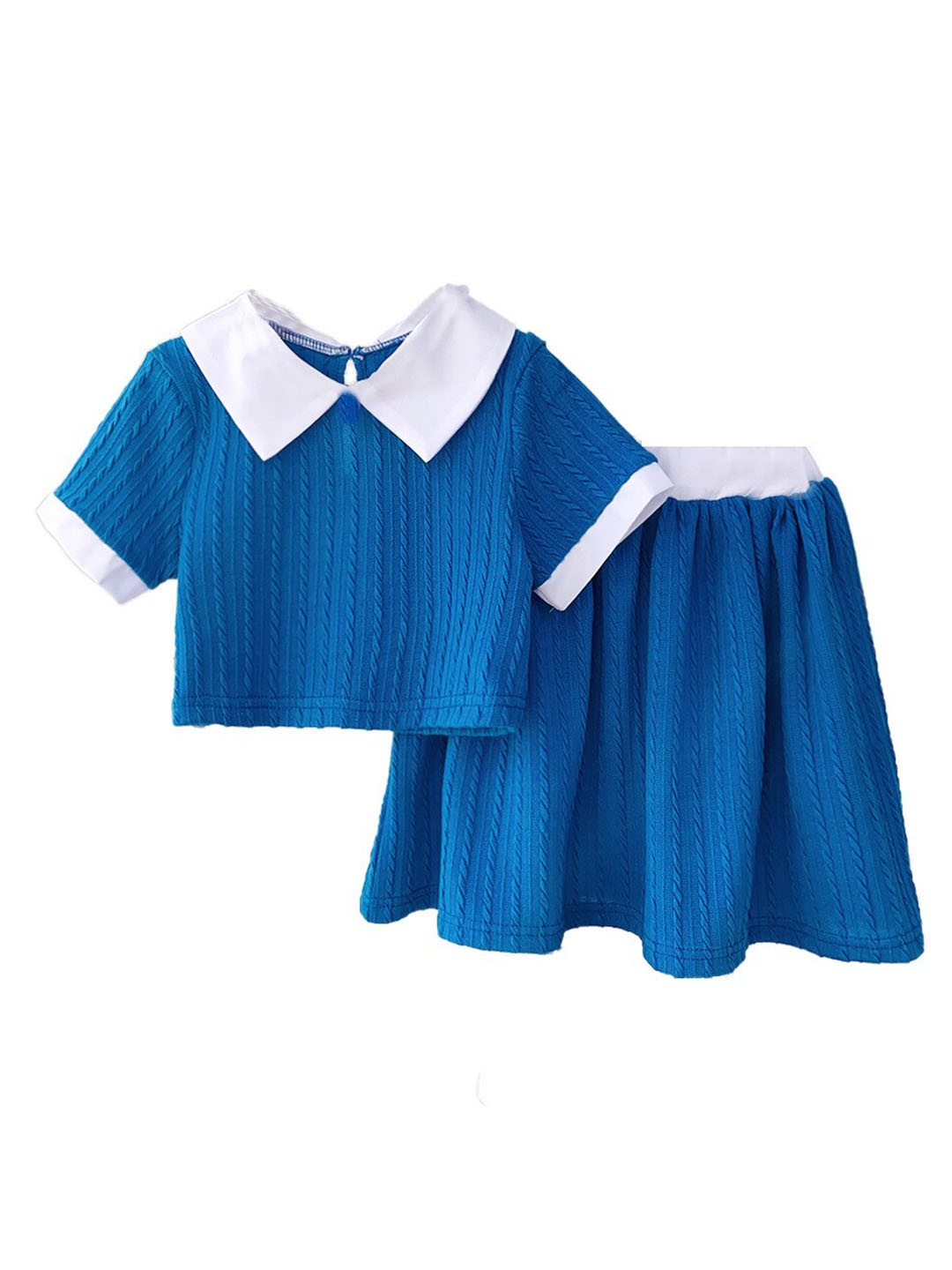 

StyleCast x Revolte Girls Shirt Collar Colourblocked Top with Skirt, Blue