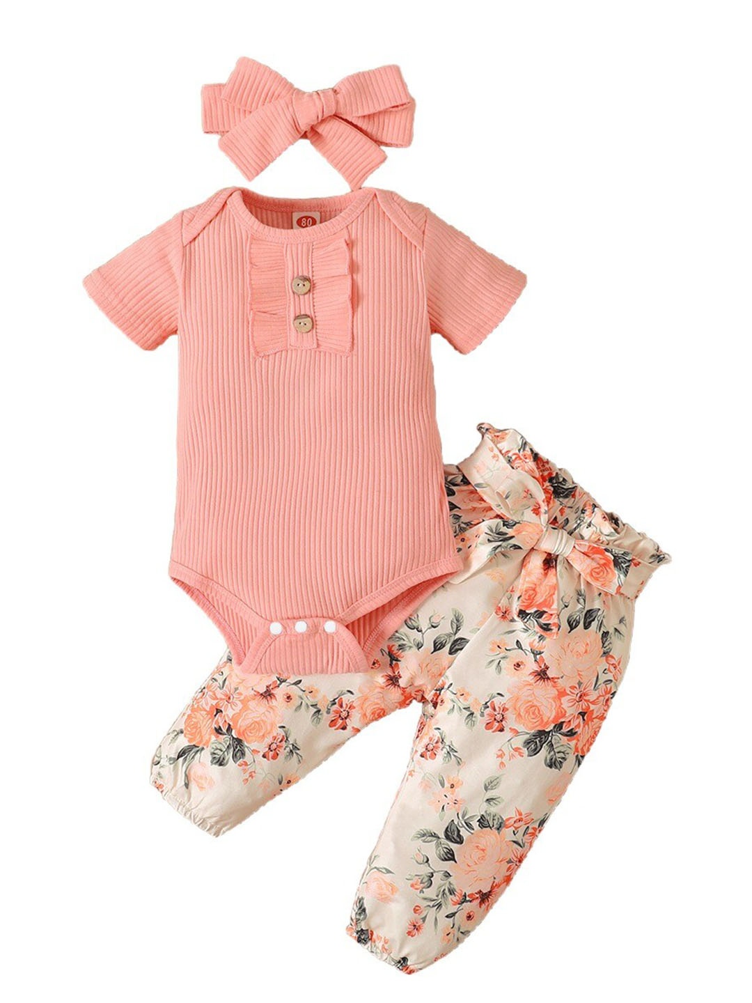 

StyleCast x Revolte Girls Pink Pure Cotton Bodysuit Top with Pyjamas