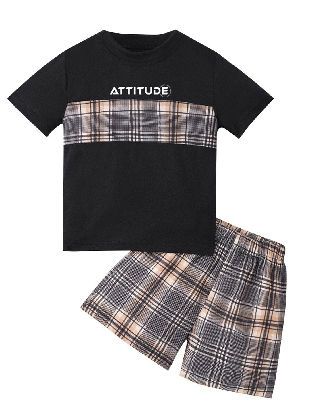

StyleCast x Revolte Boys Checked T-shirt With Short, Black