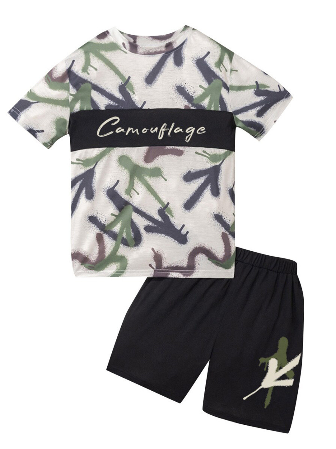 

StyleCast x Revolte Boys Printed T-shirt With Short, Black