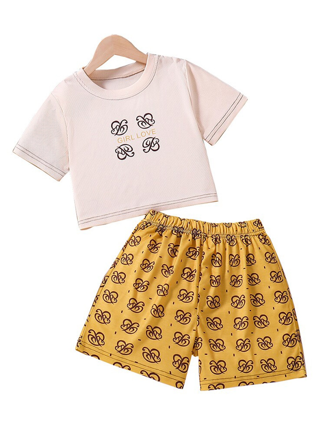

StyleCast x Revolte Girls Printed Top With Short, Beige