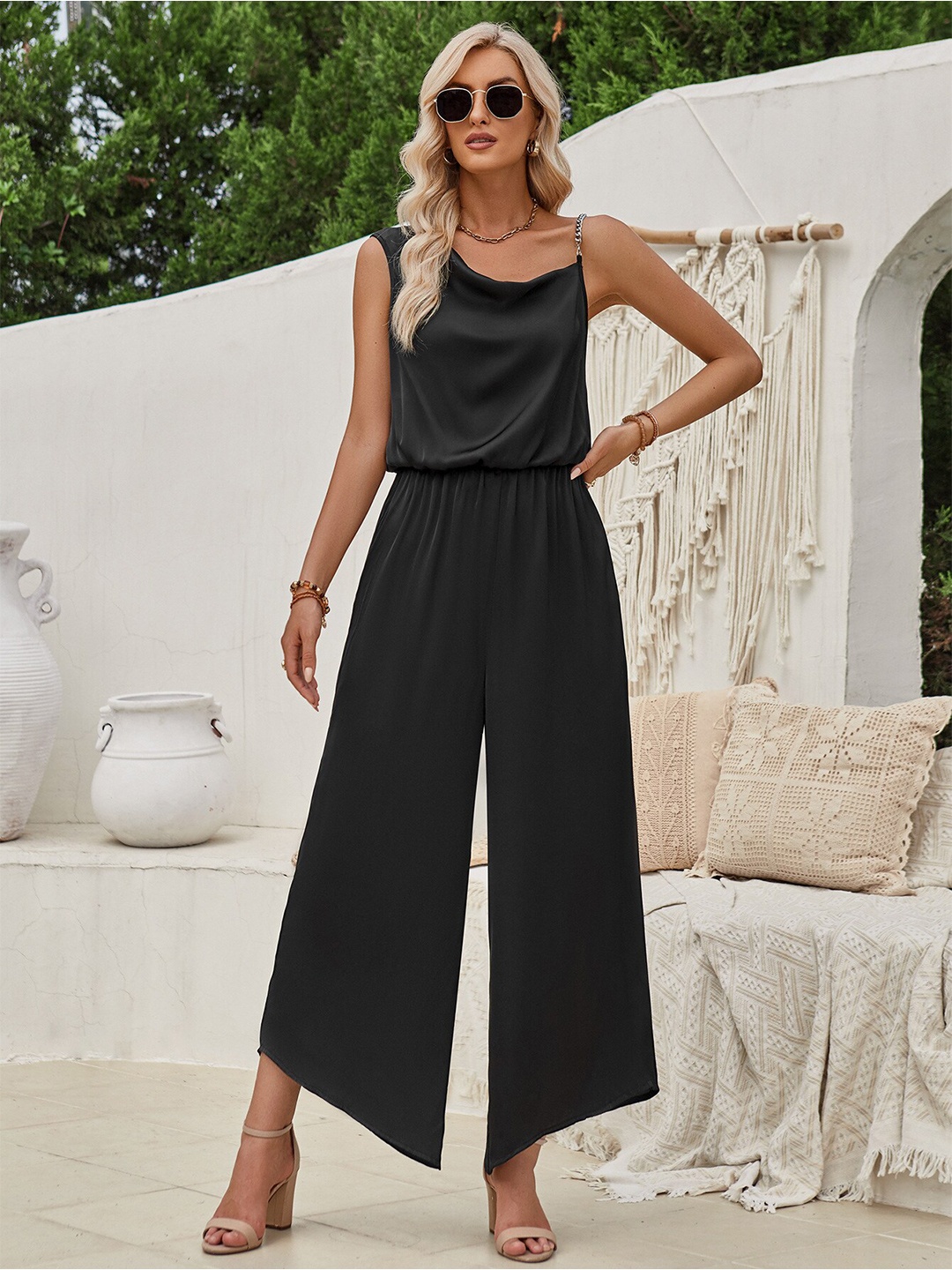 

StyleCast Black Cowl Neck Basic Jumpsuit