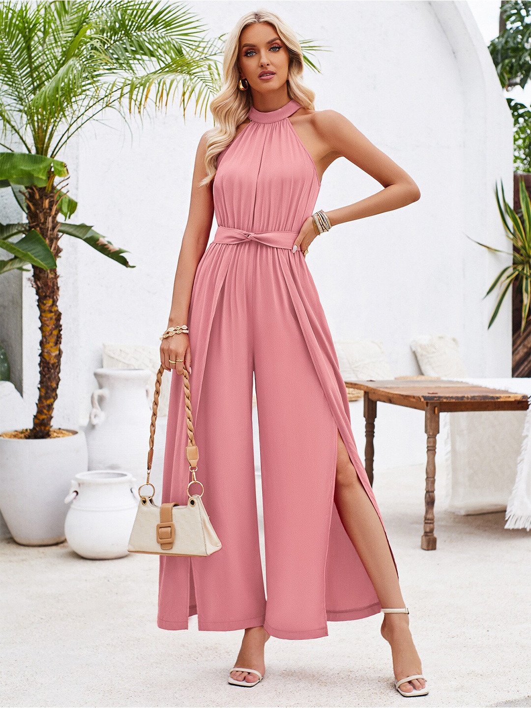 

StyleCast Pink Halter Neck Basic Jumpsuit