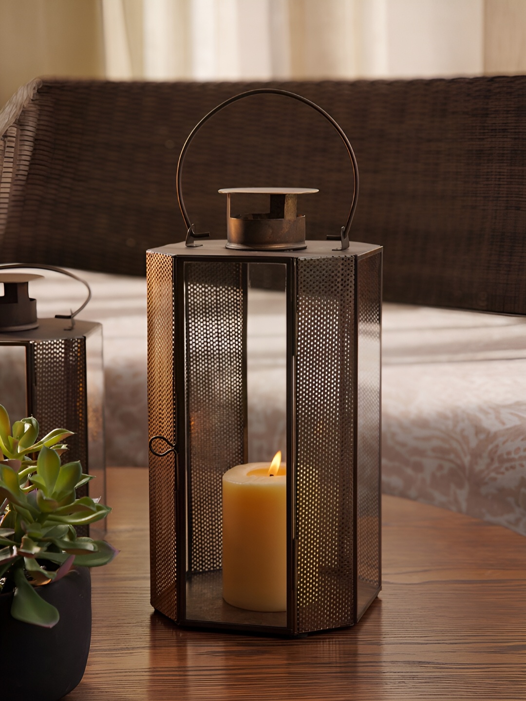 

Pure Home and Living Brown Metal Candle Holder