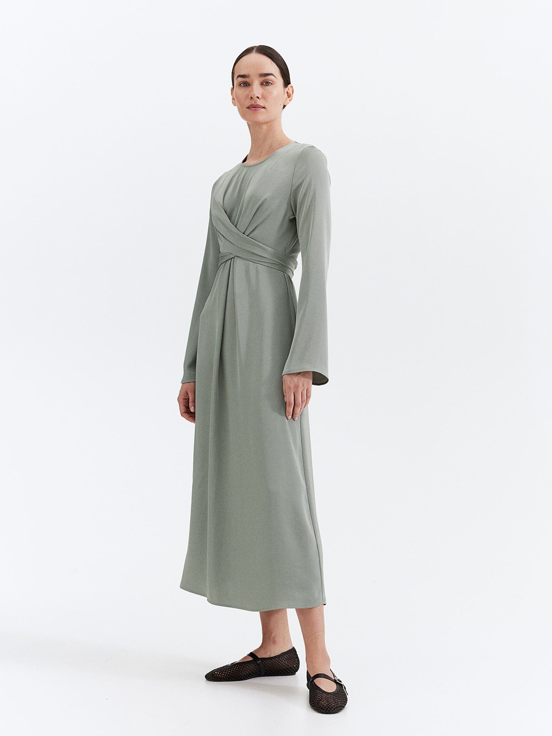 

H&M MAMA Satin Nursing Dress, Green