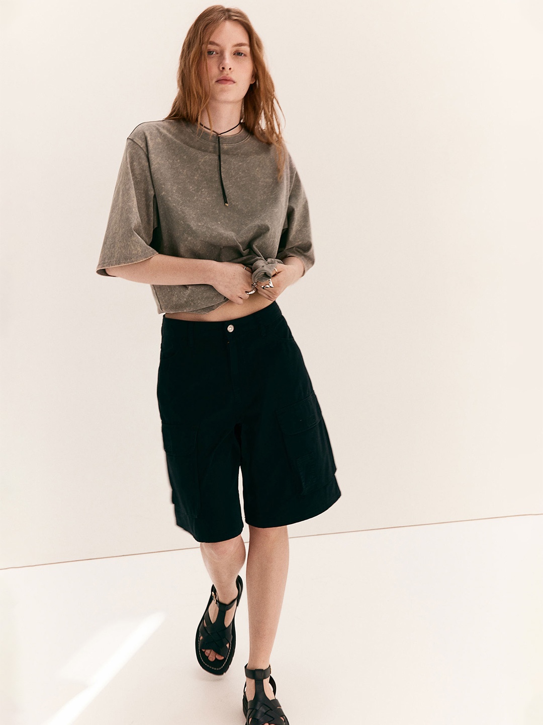 H&M Pure Cotton Oversized T-Shirt, Grey