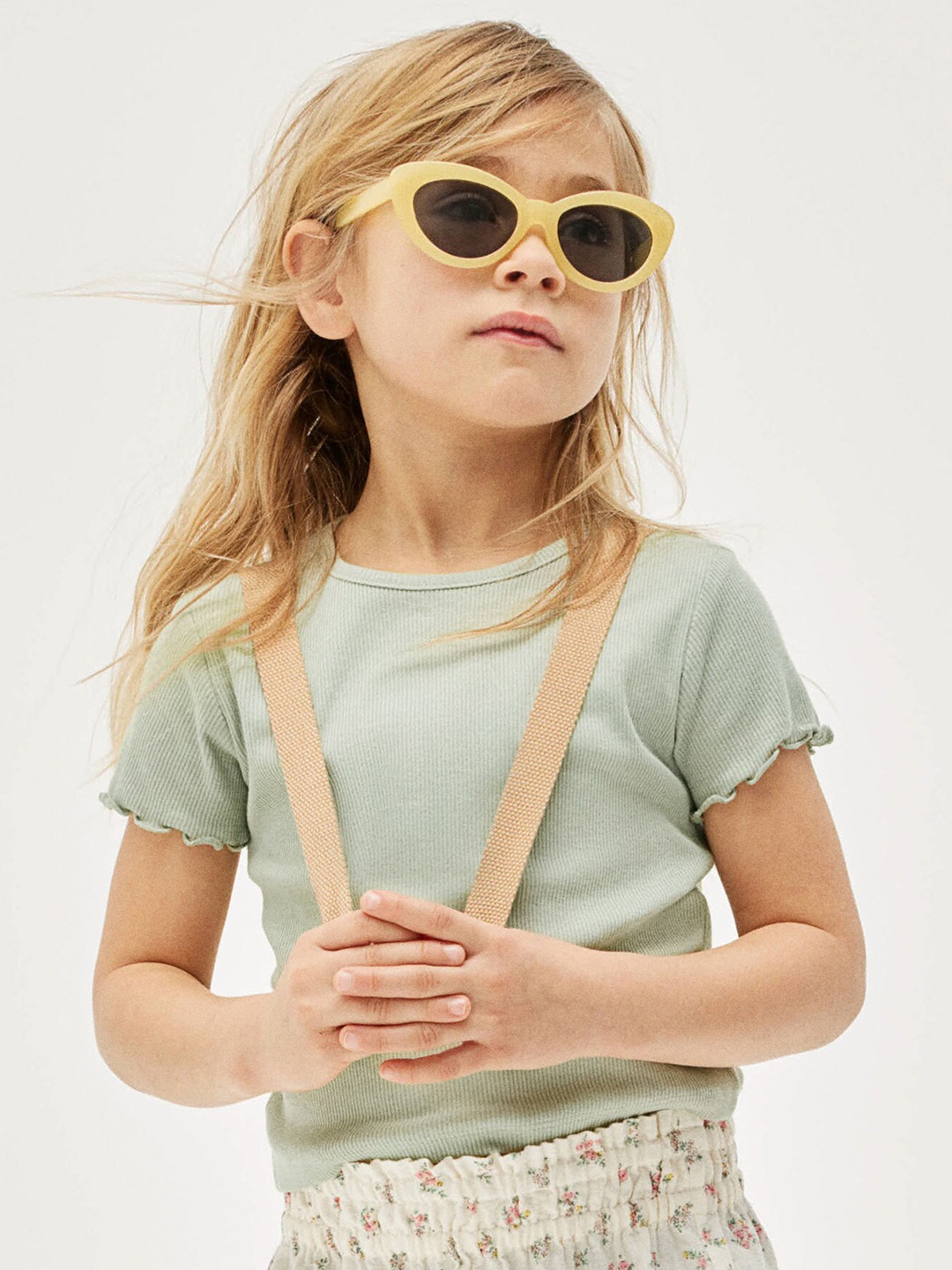 

H&M Girls Ribbed Jersey Top, Sea green