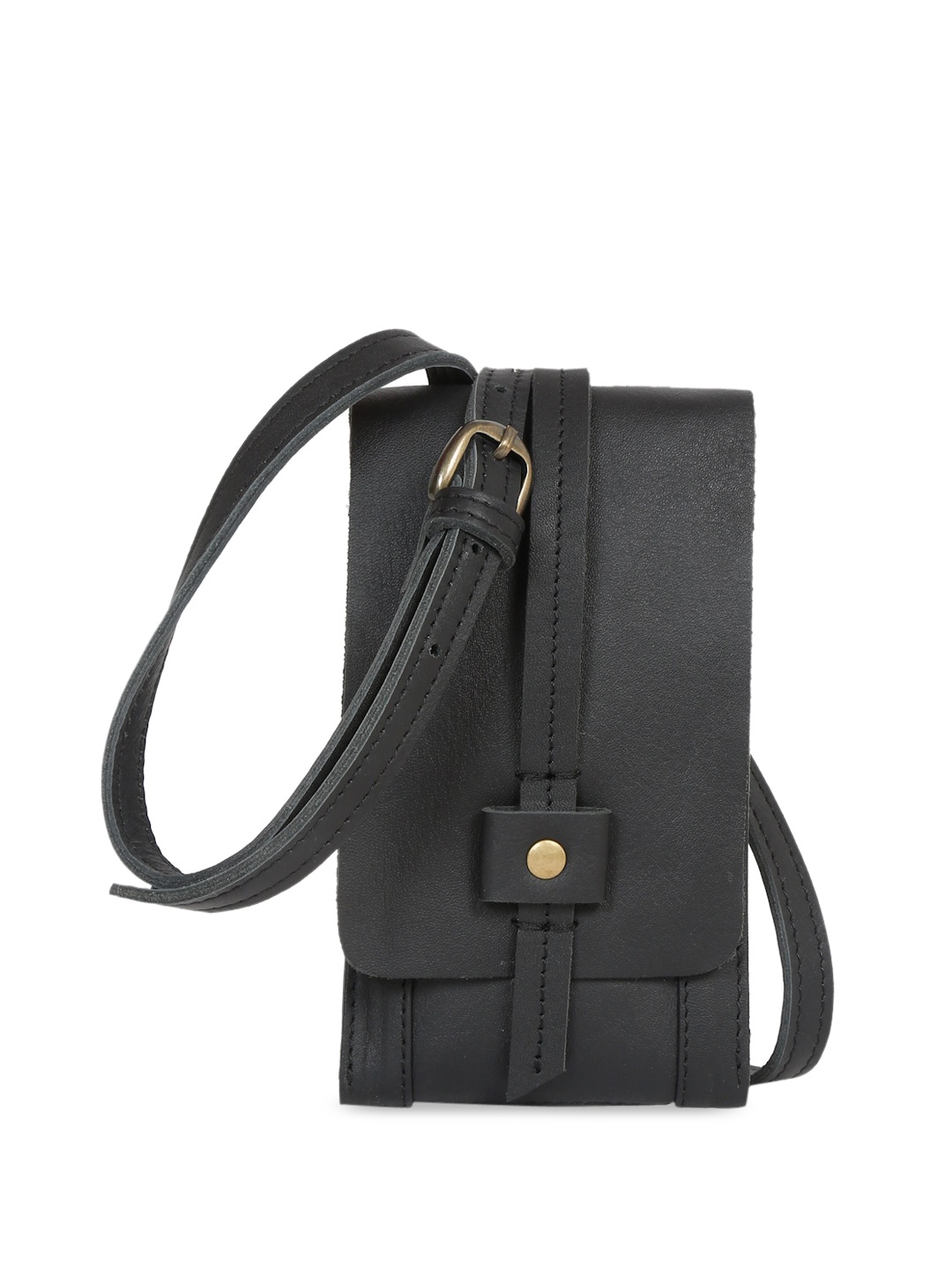 

Suvaska Women Textured Leather Miniature Mobile Pouch Sling Bag, Black