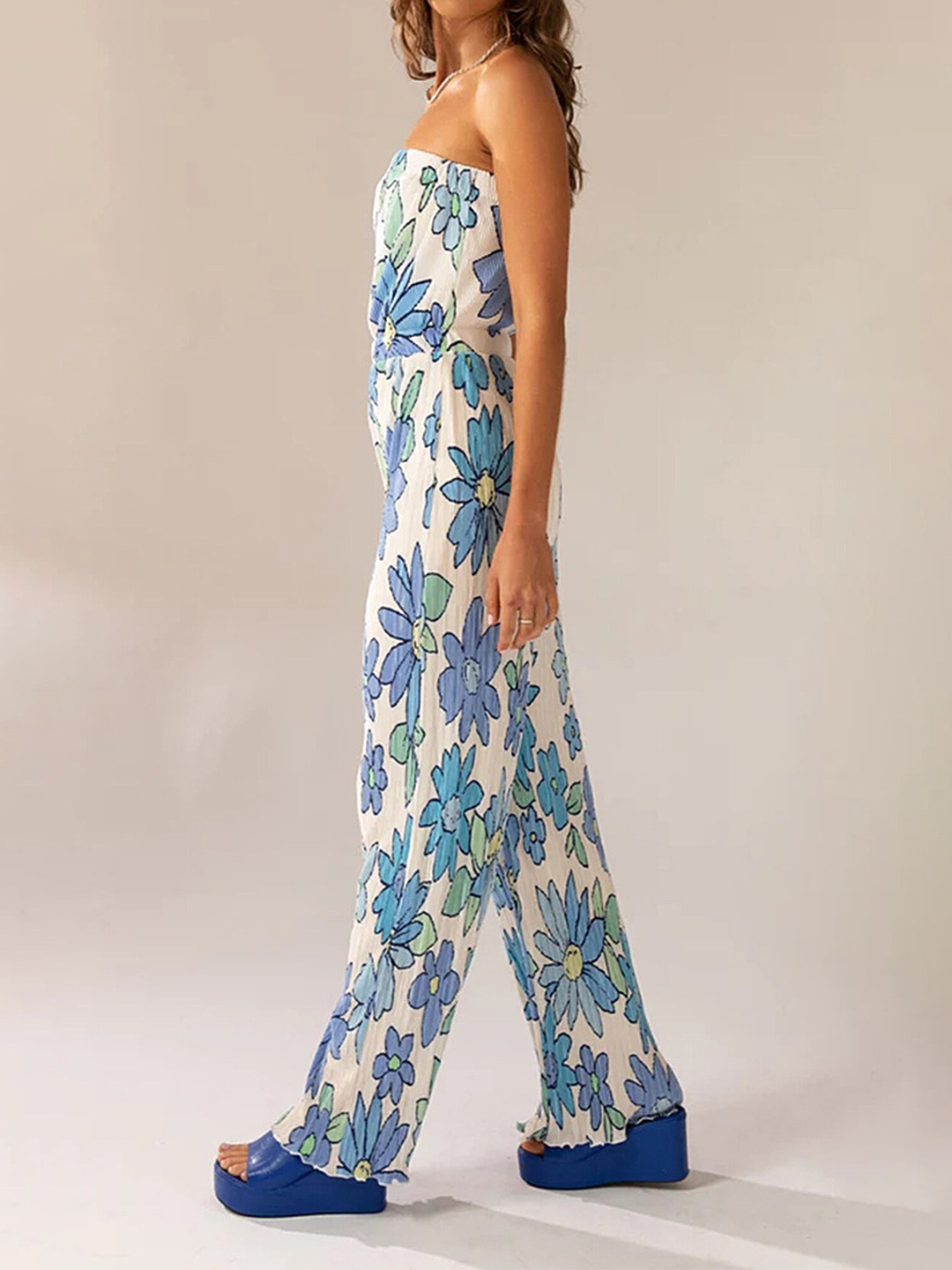 

LULU & SKY Printed Strapless Basic Jumpsuit, White