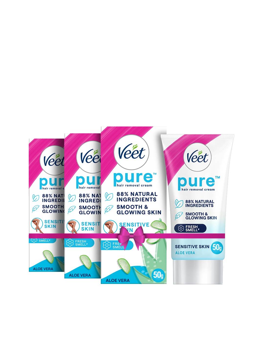 

Veet Set Of 3 Pure Hair Removal Cream for Sensitive Skin- 50g Each, Pink