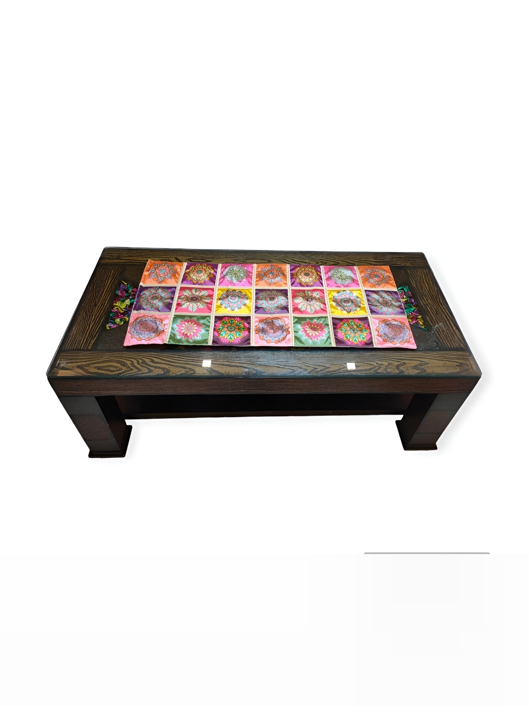 

TANLOOMS Pink & Yellow Printed Rangoli Design Rectangular Table Runner