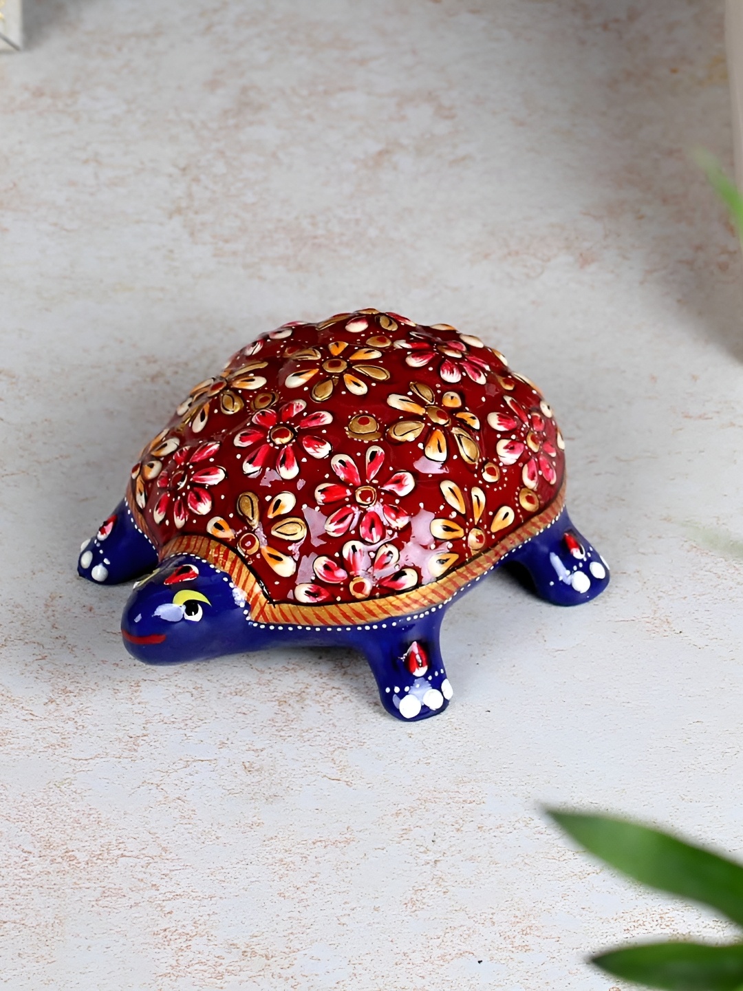 

INDICAST Blue and Red Metal Feng Shui Tortoise Spiritual Auspicious Showpiece