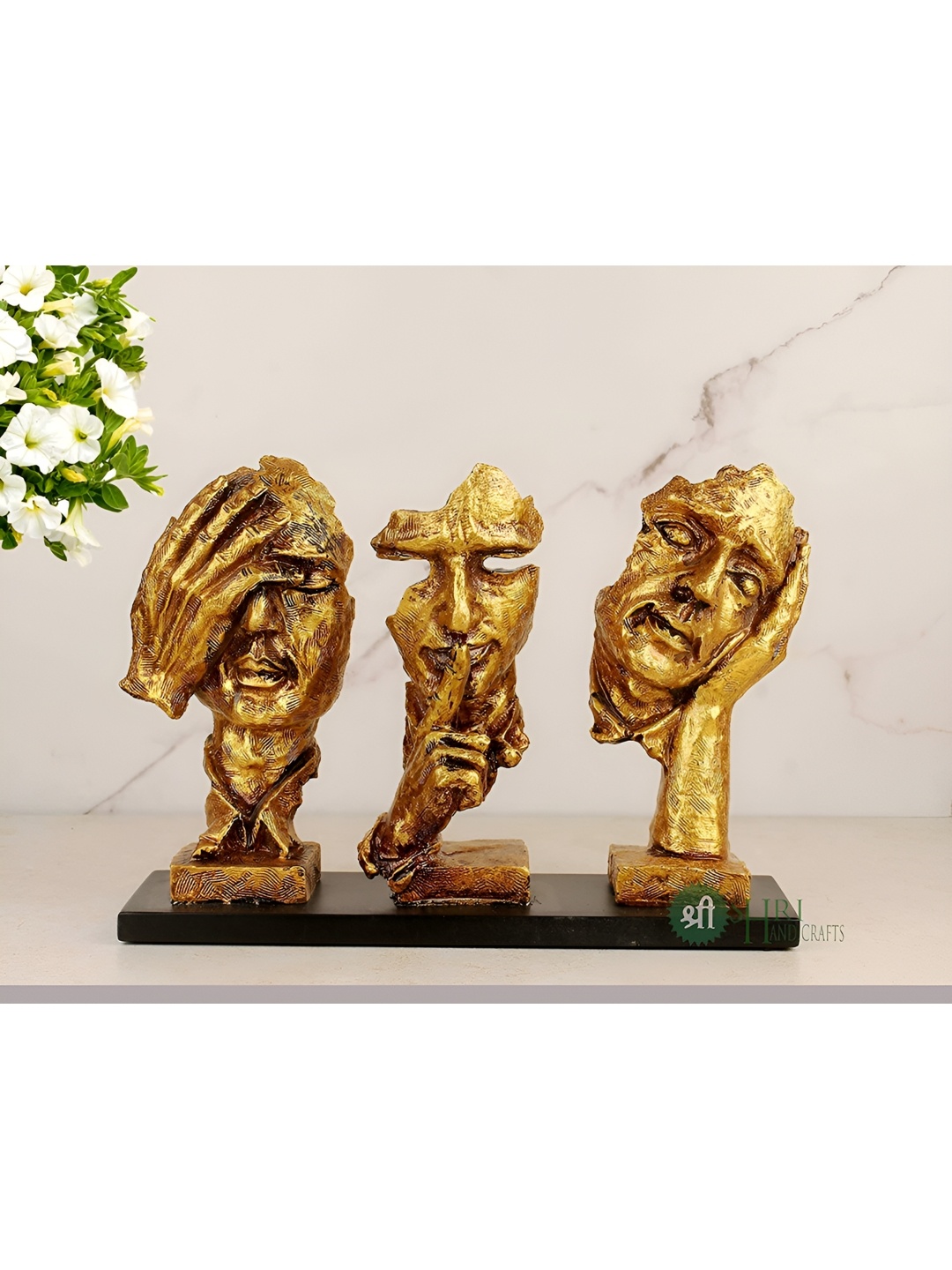 

INDICAST Gold-Toned Modern Human Faces Handcrafted Decorative Showpiece