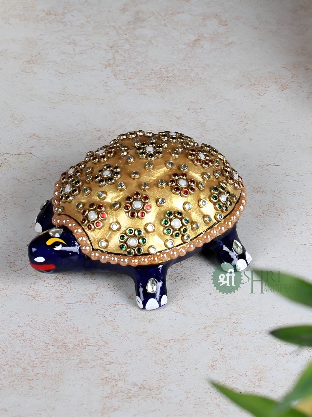 

INDICAST Gold-Toned and Green Metal Feng Shui Tortoise Spiritual Auspicious Showpiece